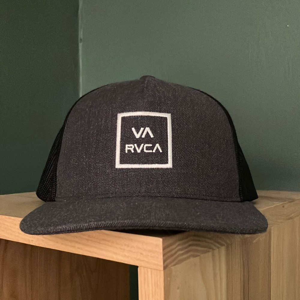 RVCA Black Snapback Hat with Mesh Back
